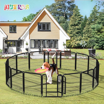 Foldable Metal Dog Playpen with Door – Indoor & Outdoor Puppy Fence