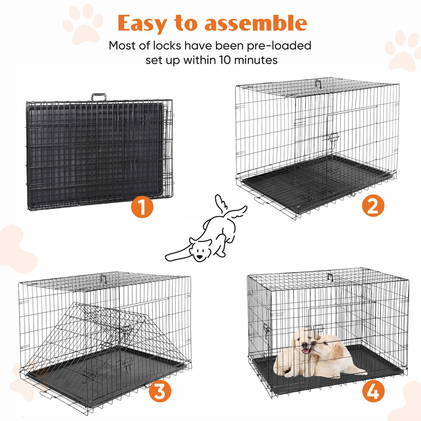 Foldable Dog Kennel with Tray – Indoor & Outdoor Use