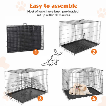 Foldable Dog Kennel with Tray – Indoor & Outdoor Use