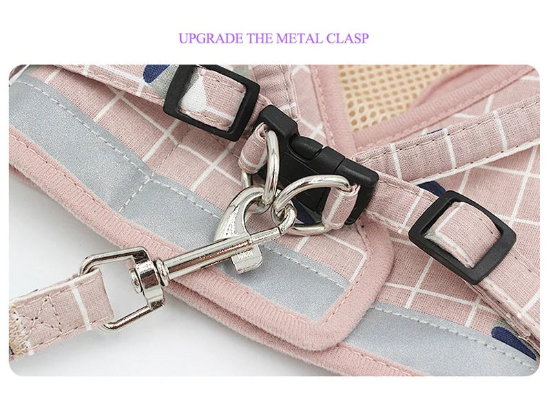Reflective Pet Harness & Leash Set – Breathable Vest for Small Dogs & Cats