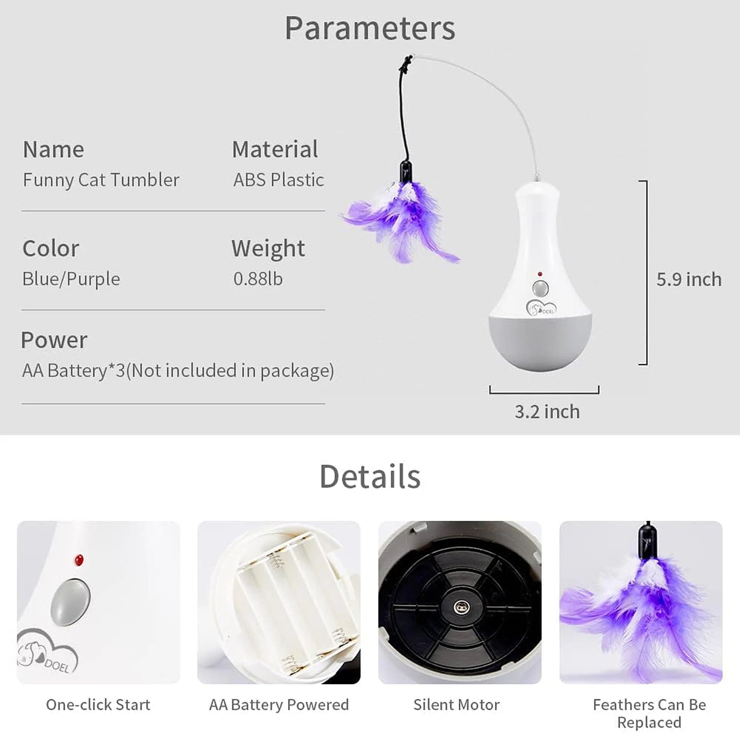 Interactive Feather Cat Toy – Automatic Teaser Toy for Indoor Cats