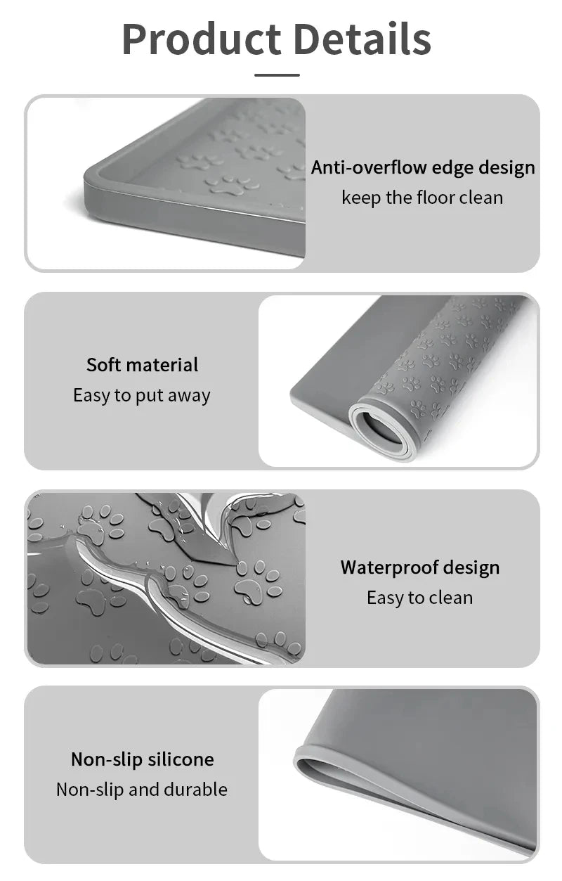 Pet Placemat – Silicone Waterproof Feeding Mat for Cats & Dogs Bowl Pad