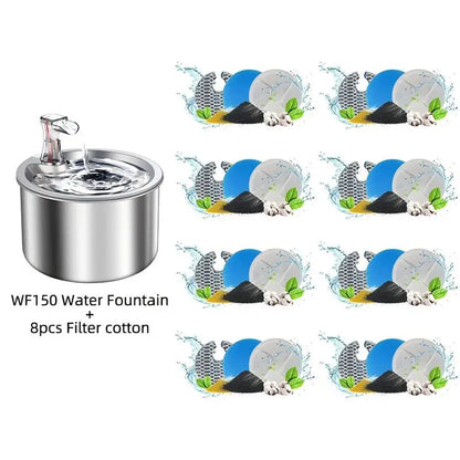2L Stainless Steel Automatic Cat Water Fountain with Floaters