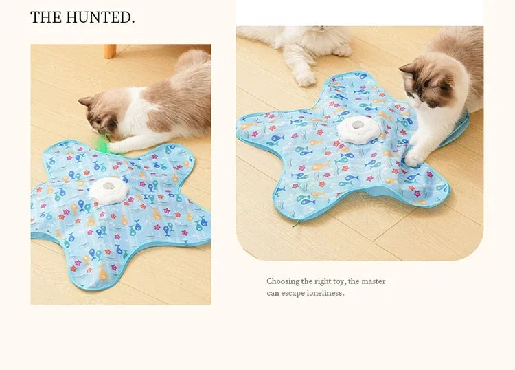 Interactive Hide & Seek Cat Toy with Motion Mouse & Feathers