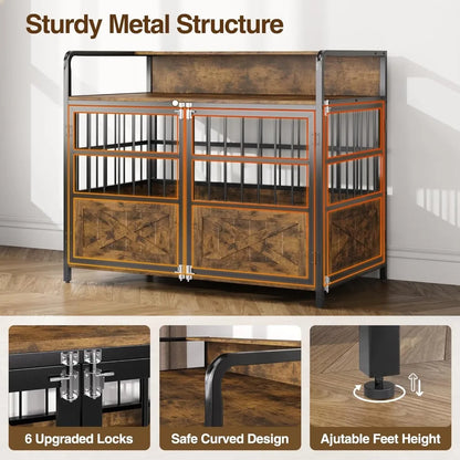 “XL Heavy-Duty Dog Crate Furniture with Storage Shelf”