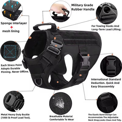 Tactical Dog Harness with Molle – For Medium & Large Dogs