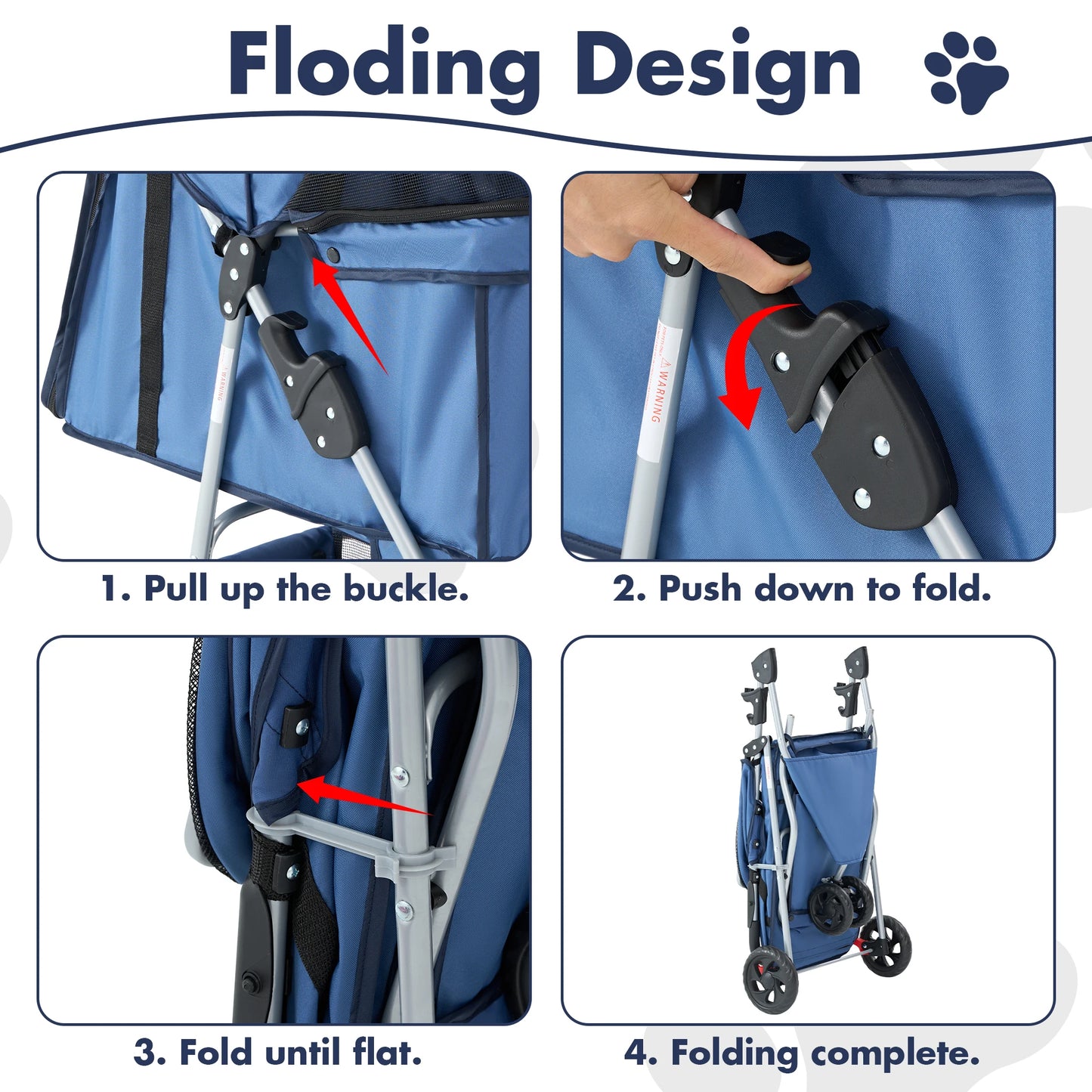 Foldable Pet Stroller – 3-Wheel Travel Buggy for Small Dogs & Cats