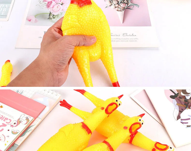 Screaming Chicken Dog Chew Toy – Squeaky Rubber Interactive Toy for Aggressive Chewers