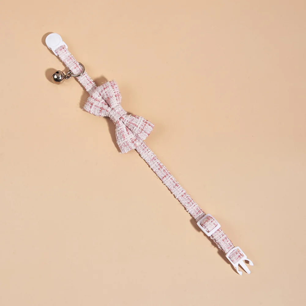 Adjustable Bow Tie Pet Collar with Bell for Cats & Small Dogs