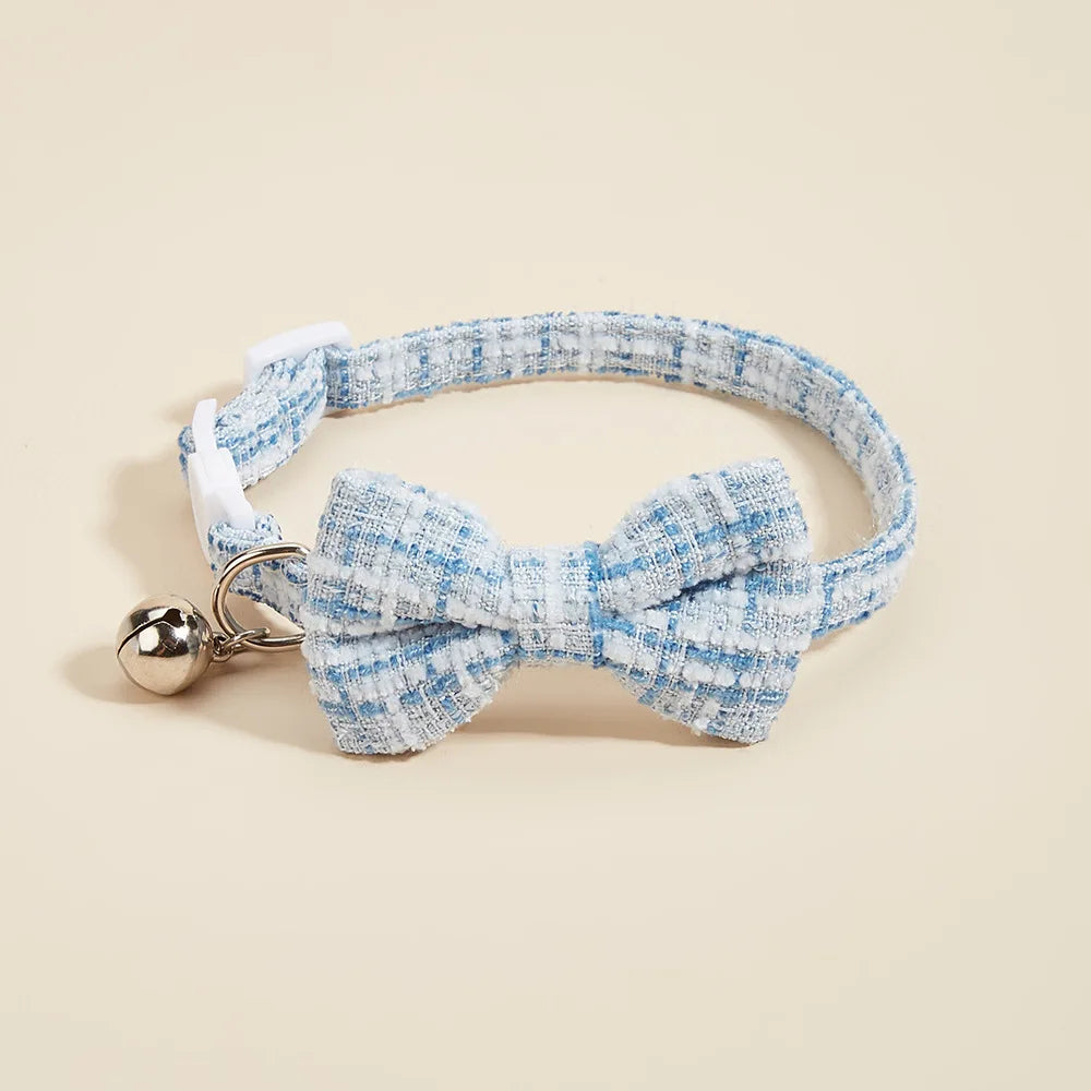 Adjustable Bow Tie Pet Collar with Bell for Cats & Small Dogs