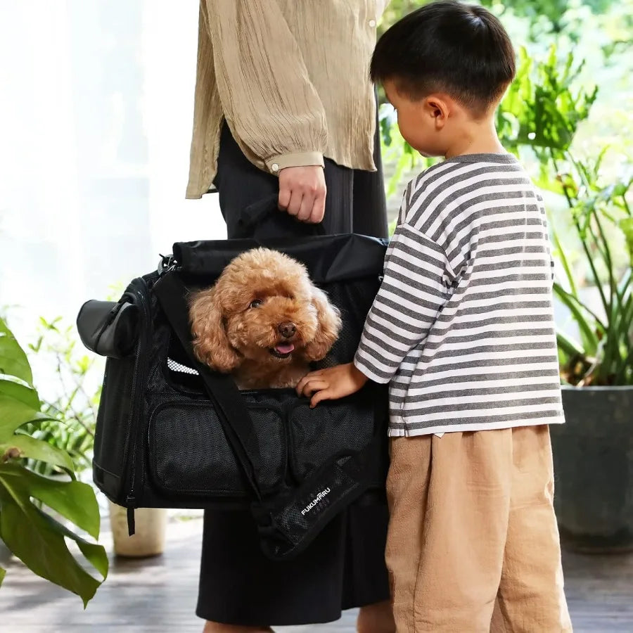 Airline Approved Pet Carrier – Travel Bag with 4 Mesh Windows & Storage Pockets