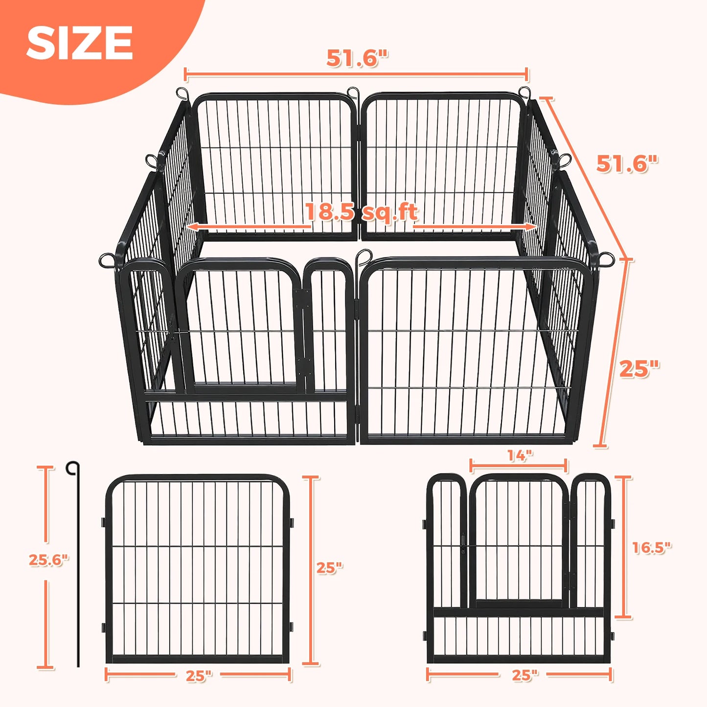 Foldable Metal Dog Playpen with Door – Indoor & Outdoor Puppy Fence