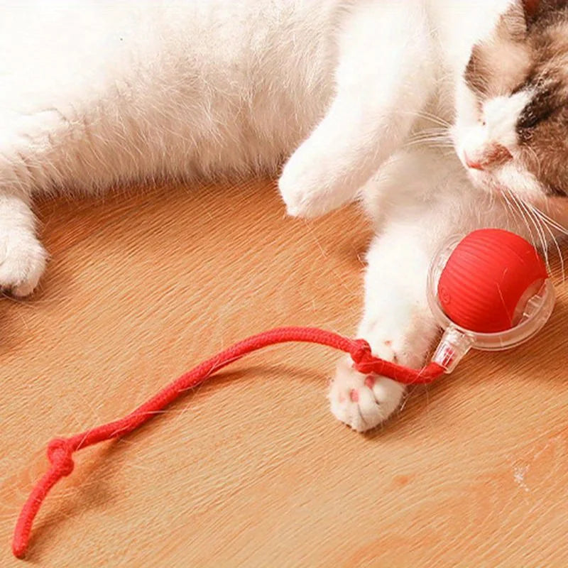Rechargeable Smart Cat Ball – Interactive Electric Rolling Toy with Faux Tail for Cats & Dogs