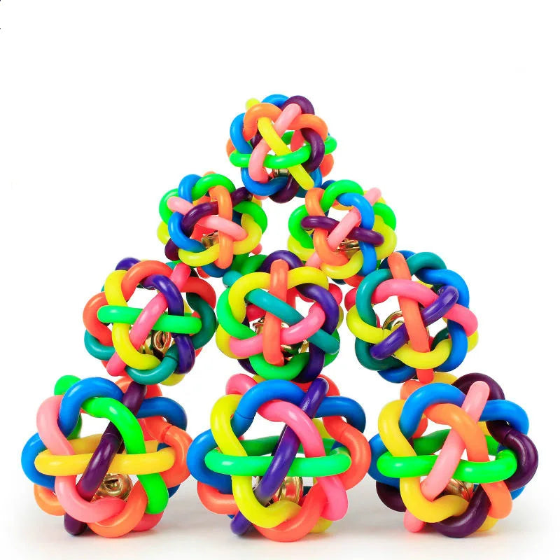 Colorful Bell Dog Ball – Bite-Resistant Rubber Fetch & Chew Toy