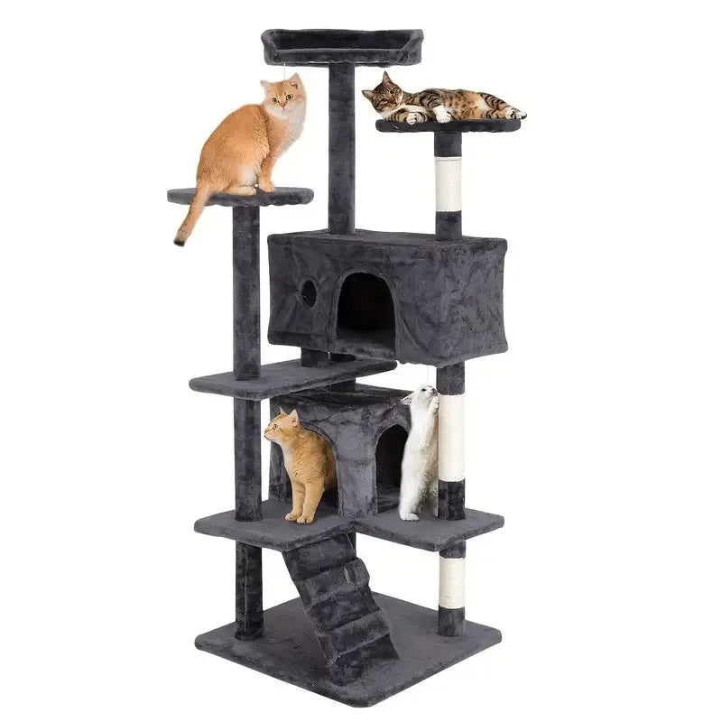 54/70” Cat Tree Tower Condo with Sisal Scratching Posts & Hanging Toy Ball