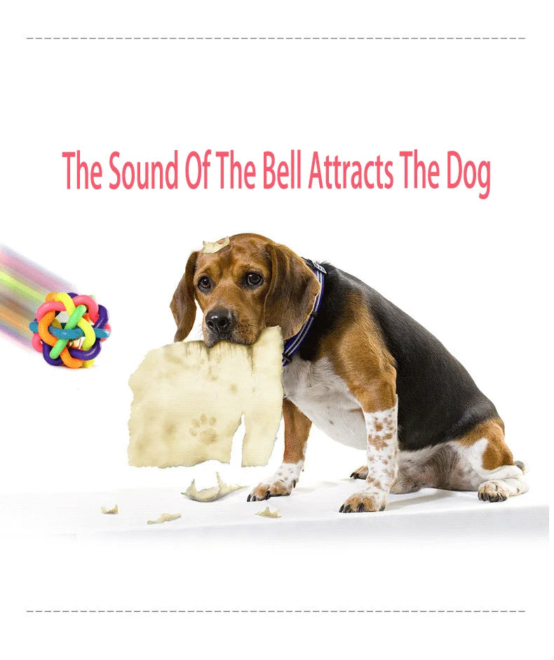 Colorful Bell Dog Ball – Bite-Resistant Rubber Fetch & Chew Toy