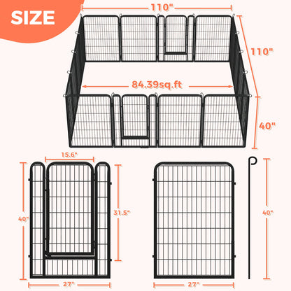 Foldable Metal Dog Playpen with Door – Indoor & Outdoor Puppy Fence