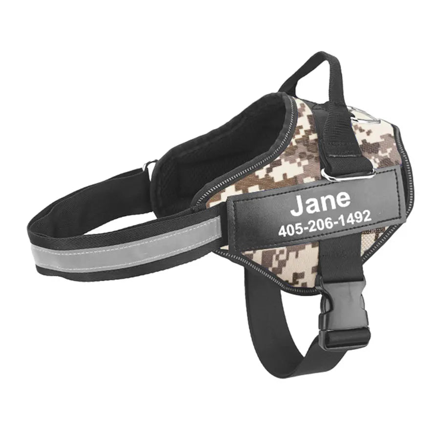 No-Pull Reflective Dog Harness – Adjustable Breathable Vest with Custom ID Patch