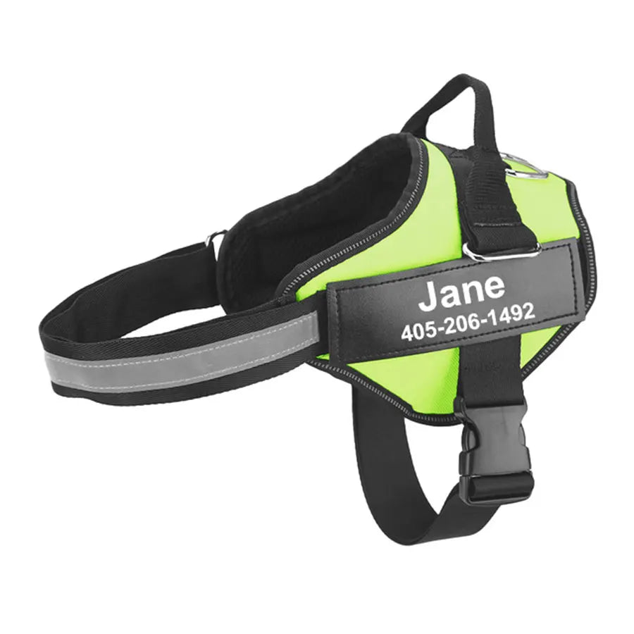 No-Pull Reflective Dog Harness – Adjustable Breathable Vest with Custom ID Patch