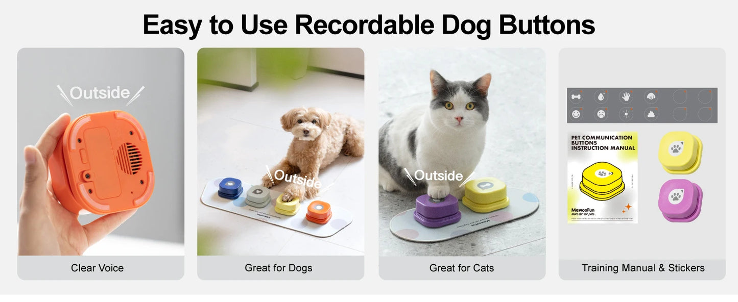 Mewoofun Pet Talking Buttons – Recordable Voice Training Toy