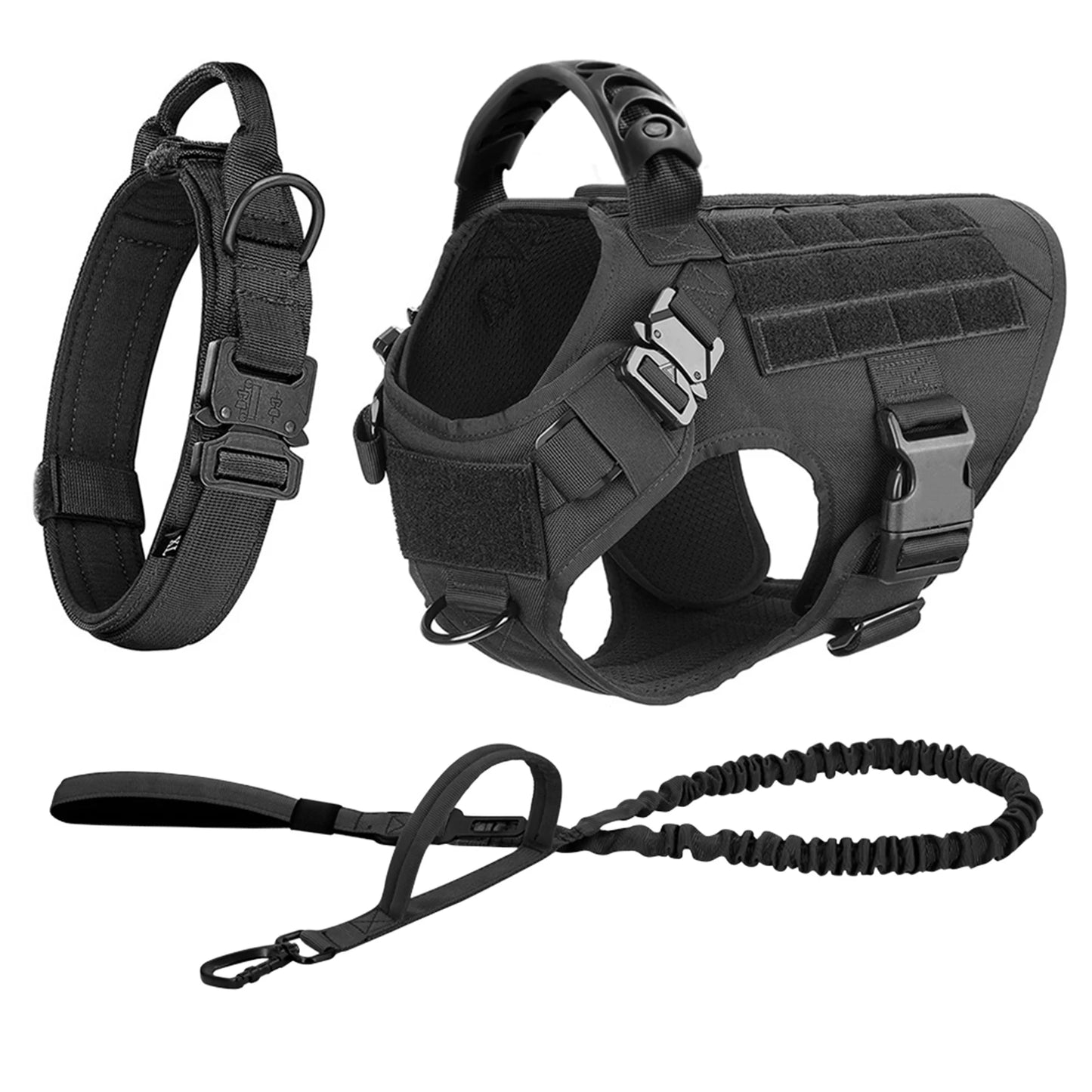 Tactical Dog Harness & Leash Set – Adjustable Training Vest for Medium & Large Dogs