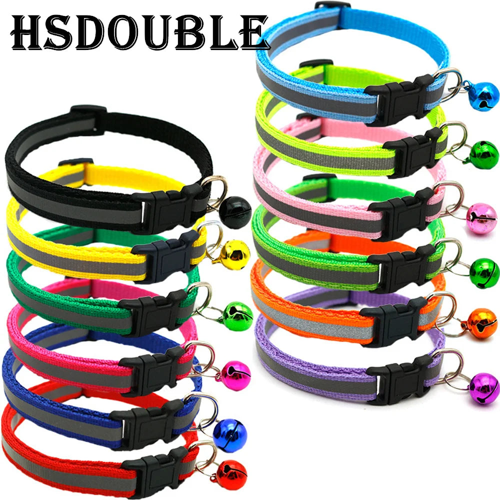 Reflective Pet Collar Set – Adjustable Collars with Bells for Cats & Small Dogs (2-Pack)