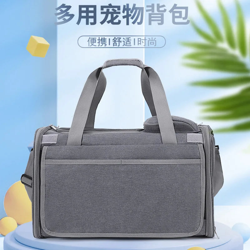 Expandable Pet Travel Carrier Bag with Breathable Transparent Design