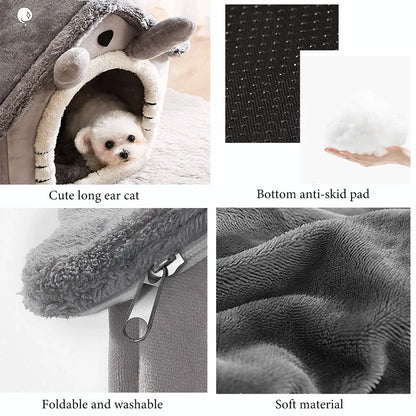 Foldable Winter Pet House with Mattress for Small & Medium Dogs and Cats