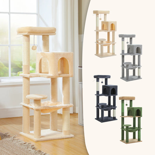 5-Level Cat Tree Tower – Plush Condo, Hammock & Sisal Scratching Posts