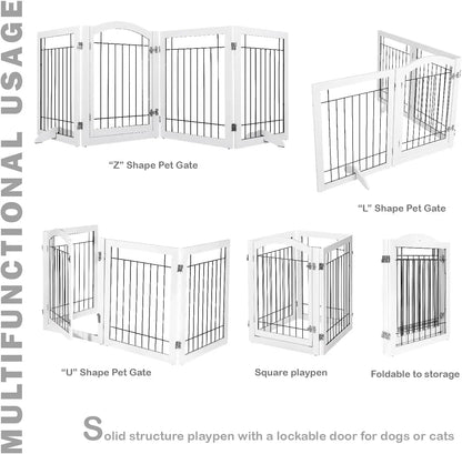 Extra Wide Dog Gate with Door – Freestanding Pet Gate