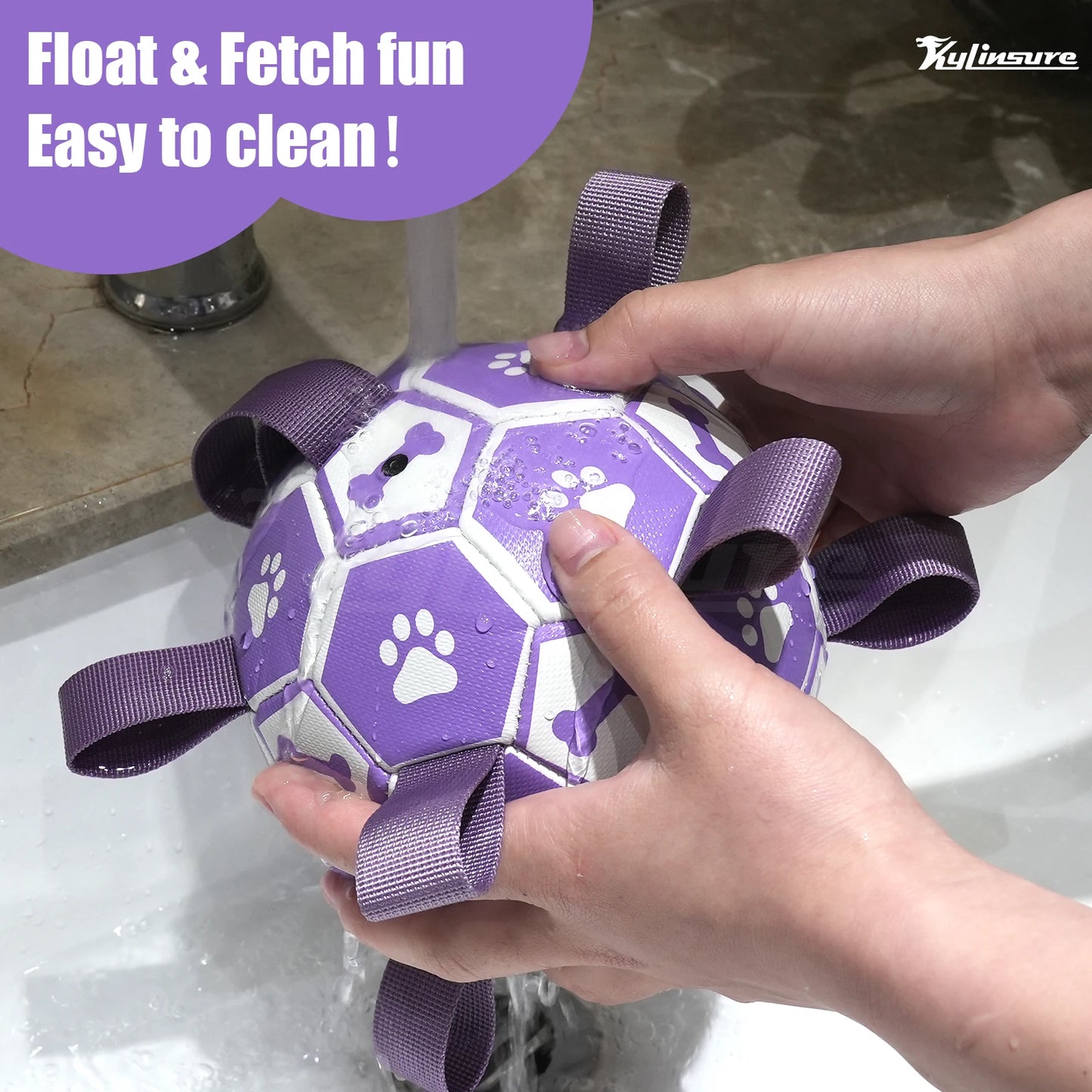 Interactive Dog Soccer Ball Toy with Straps for Tug & Water Play
