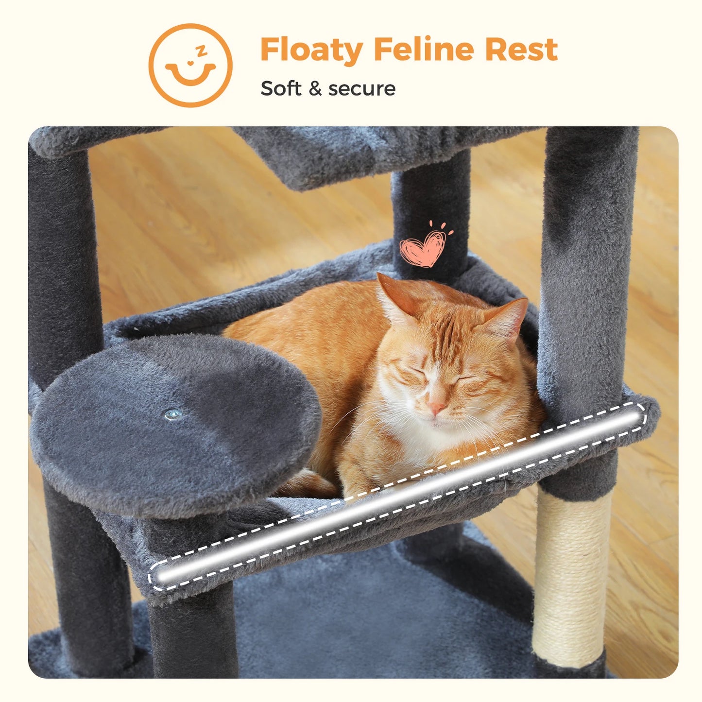 5-Level Cat Tree Tower – Plush Condo, Hammock & Sisal Scratching Posts