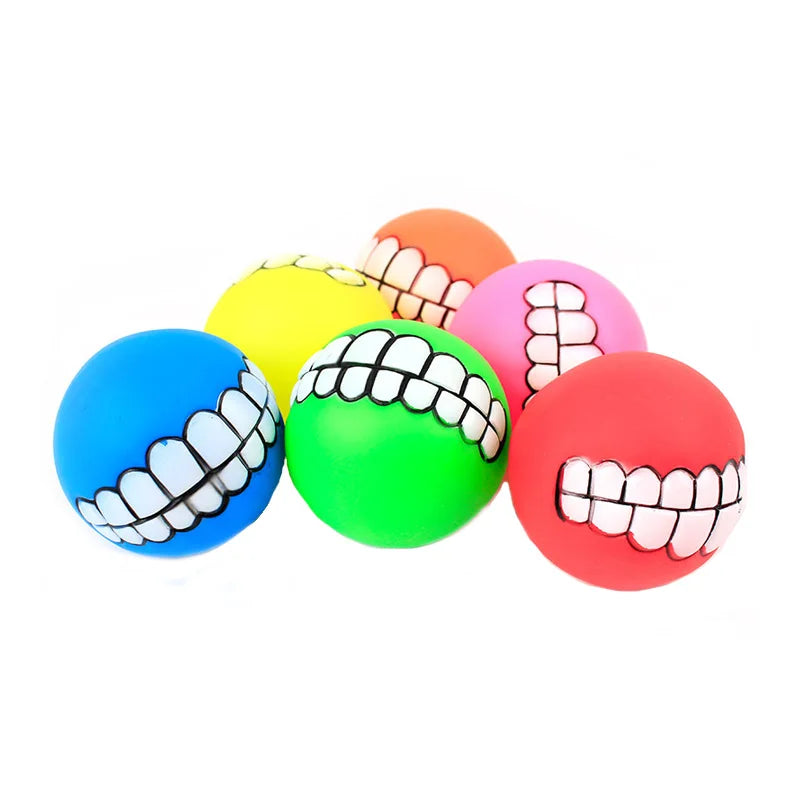 Rubber Dog Chew Toy – Squeaky Bite-Resistant Cleaning Ball for Small Dogs & Puppies