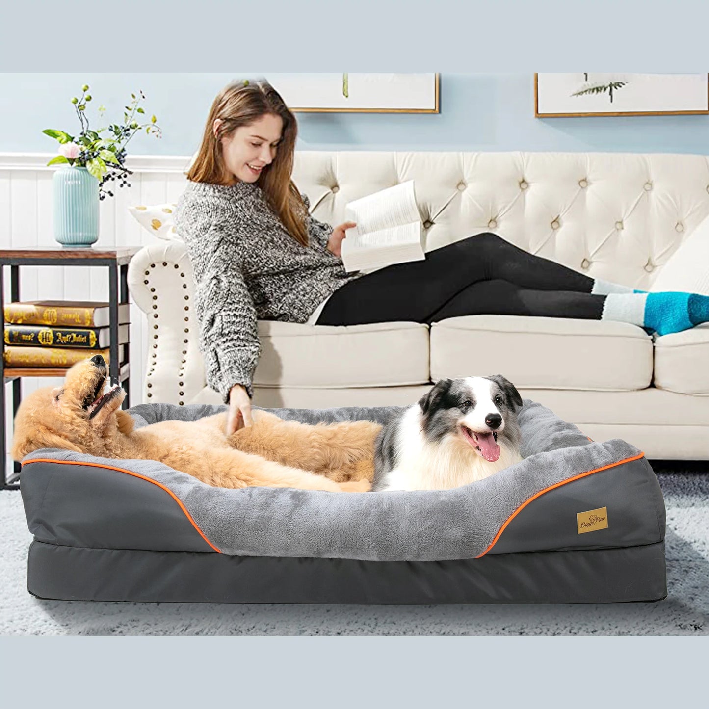Weiches, wasserdichtes Hundebett mit waschbarem Bezug und warmer Fleece-Matratze
