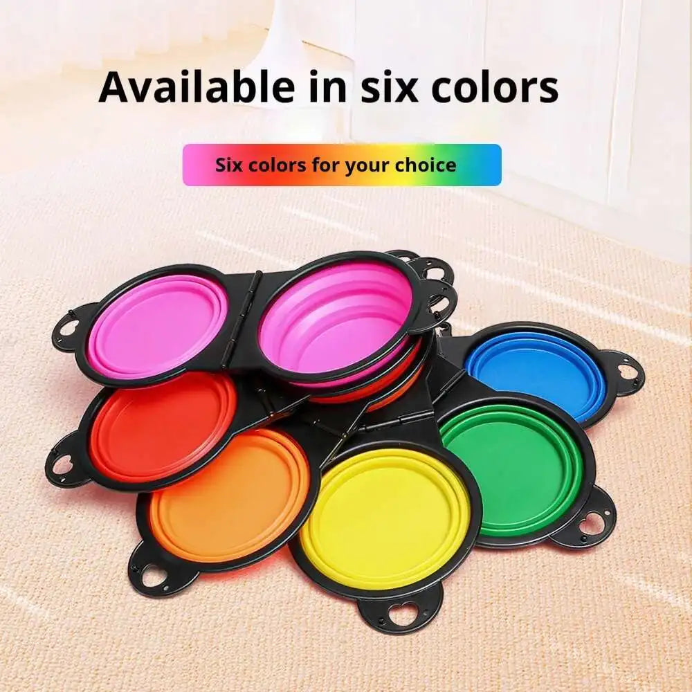 2-in-1 Collapsible Dog Travel Bowl – Double Folding Food & Water Bowl Portable Outdoor Feeder