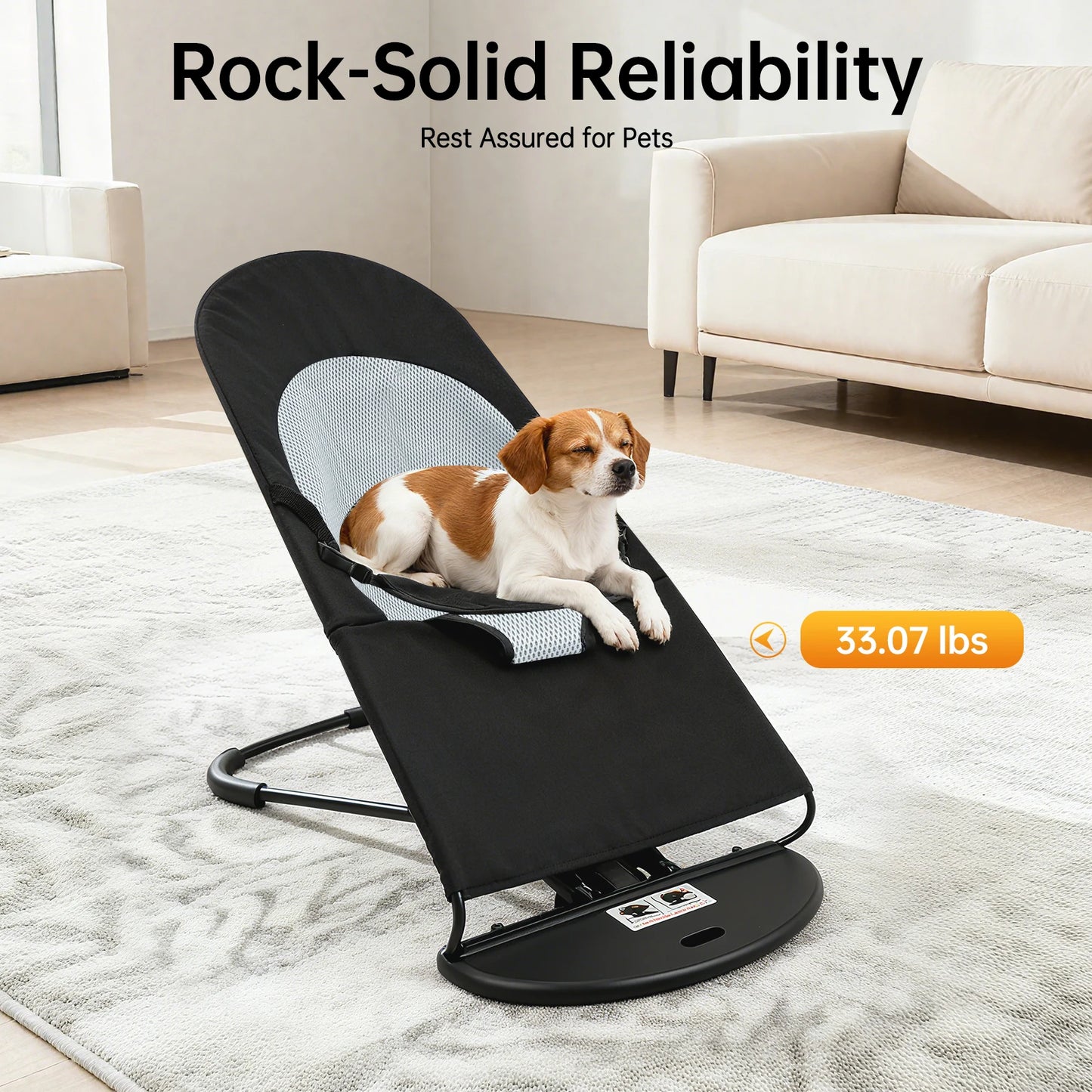 Pet Rocker Chair – Foldable Adjustable Dog Bed