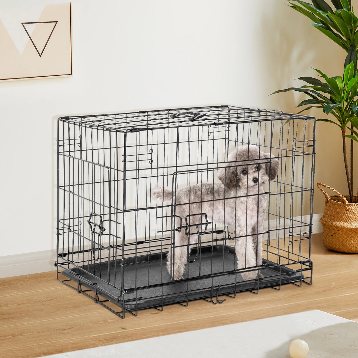 Foldable Dog Kennel with Tray – Indoor & Outdoor Use