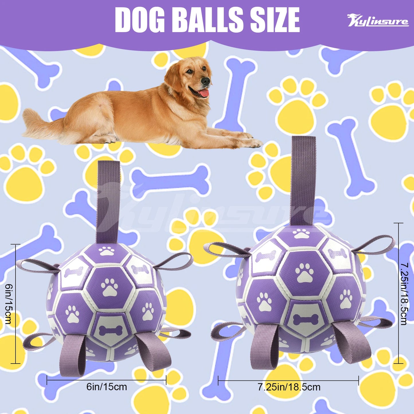 Interactive Dog Soccer Ball Toy with Straps for Tug & Water Play