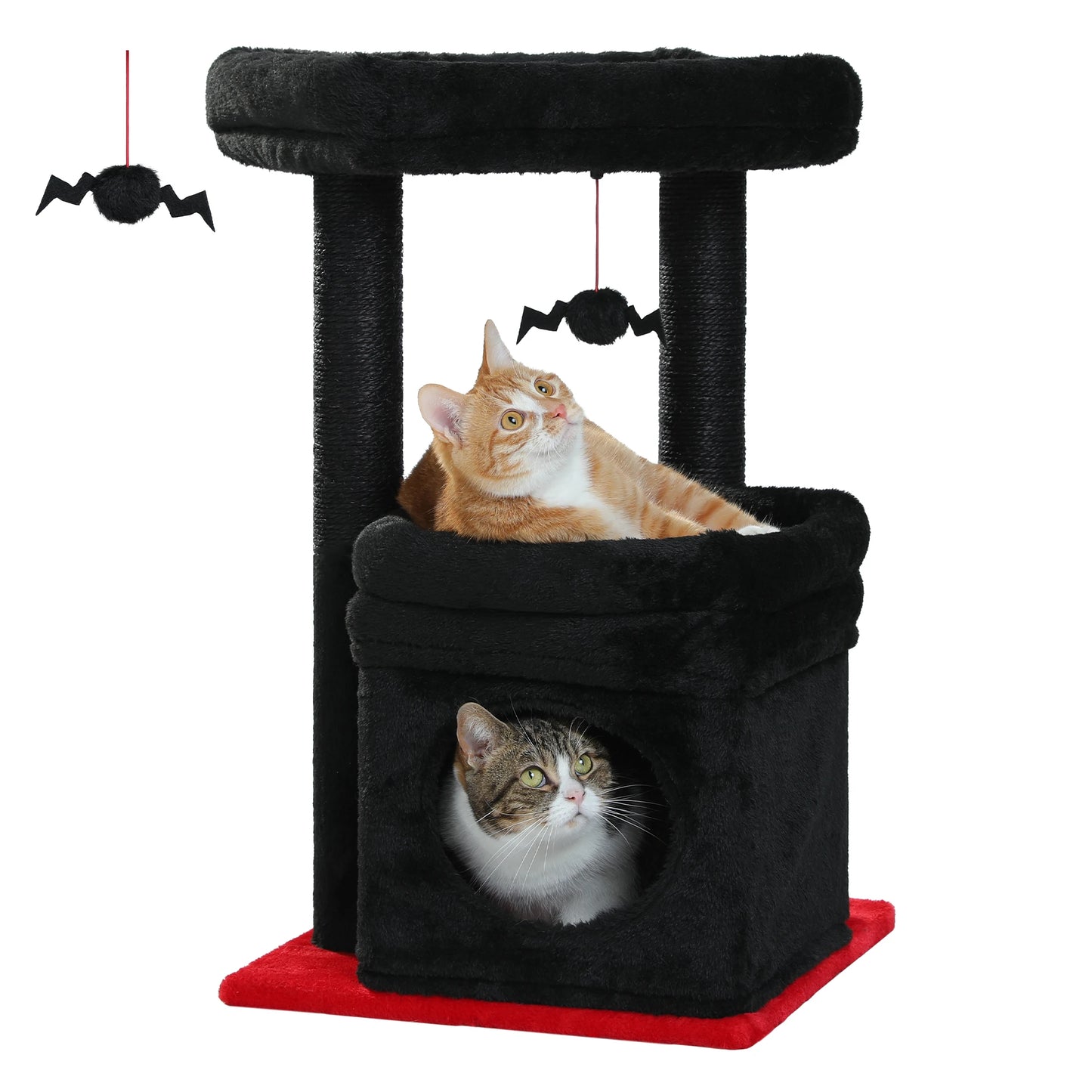 Cat Tree Tower – Cozy Condo, Wide Perch & Sisal Posts with Plush & Pom-Pom Toy