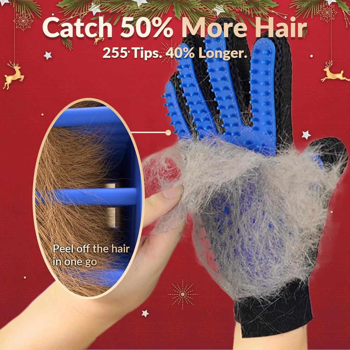 Pet Hair Remover Gloves – Shedding Brush for Dogs, Cats & Horses (1 Pair, Blue)