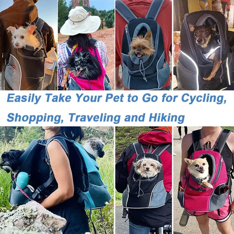 Portable Pet Carrier Backpack – Breathable Front Travel Bag for Dogs & Cats