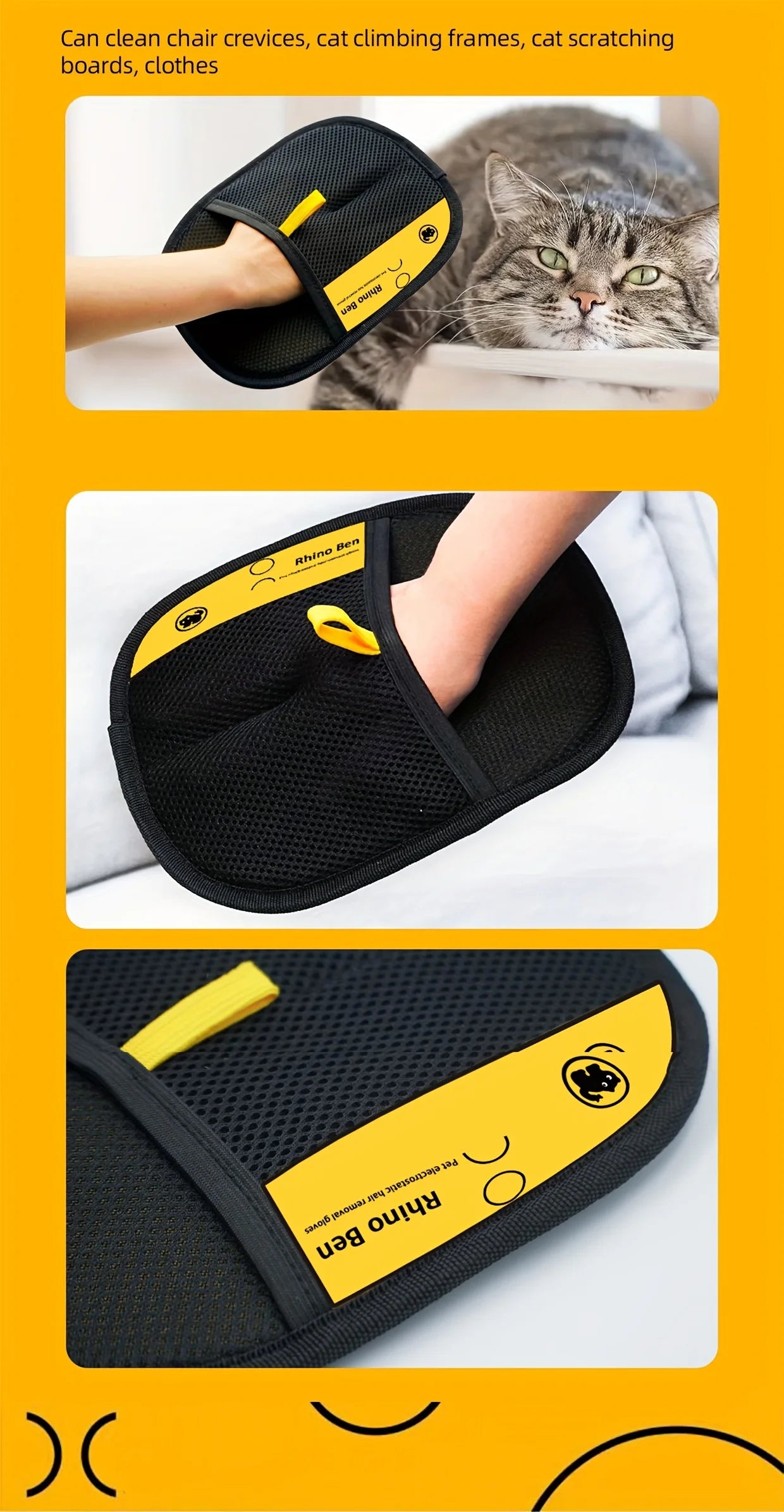 2-Piece Pet Hair Removal Gloves – Double-Sided Anti-Shedding Grooming Gloves for Cats & Dogs