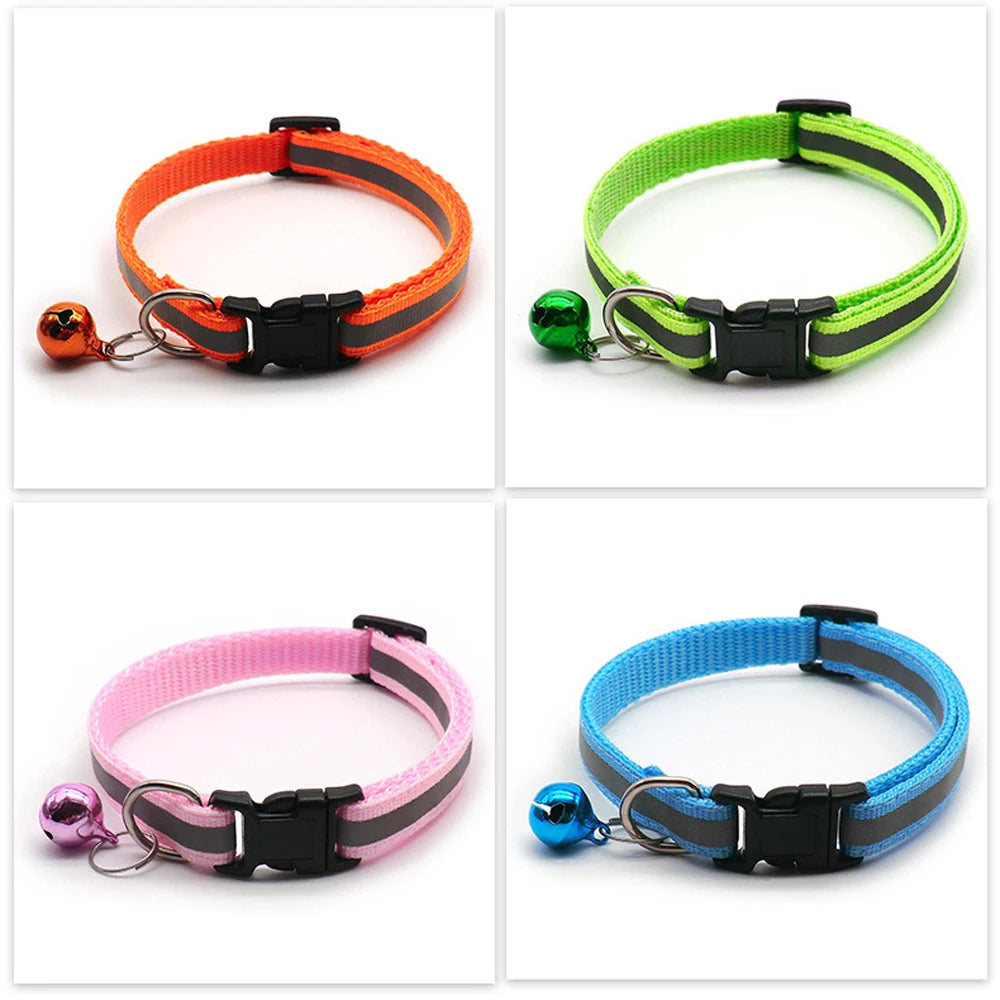 Reflective Pet Collar Set – Adjustable Collars with Bells for Cats & Small Dogs (2-Pack)