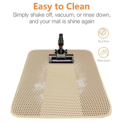 Non-Slip Double Layer Cat Litter Mat – Waterproof & Large