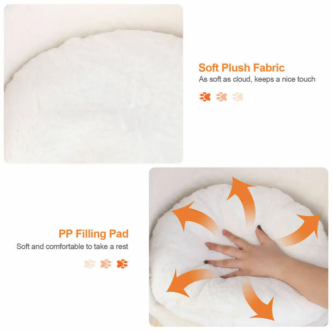 Sofá cama de lujo de peluche para gatos con cojín lavable y patas de madera