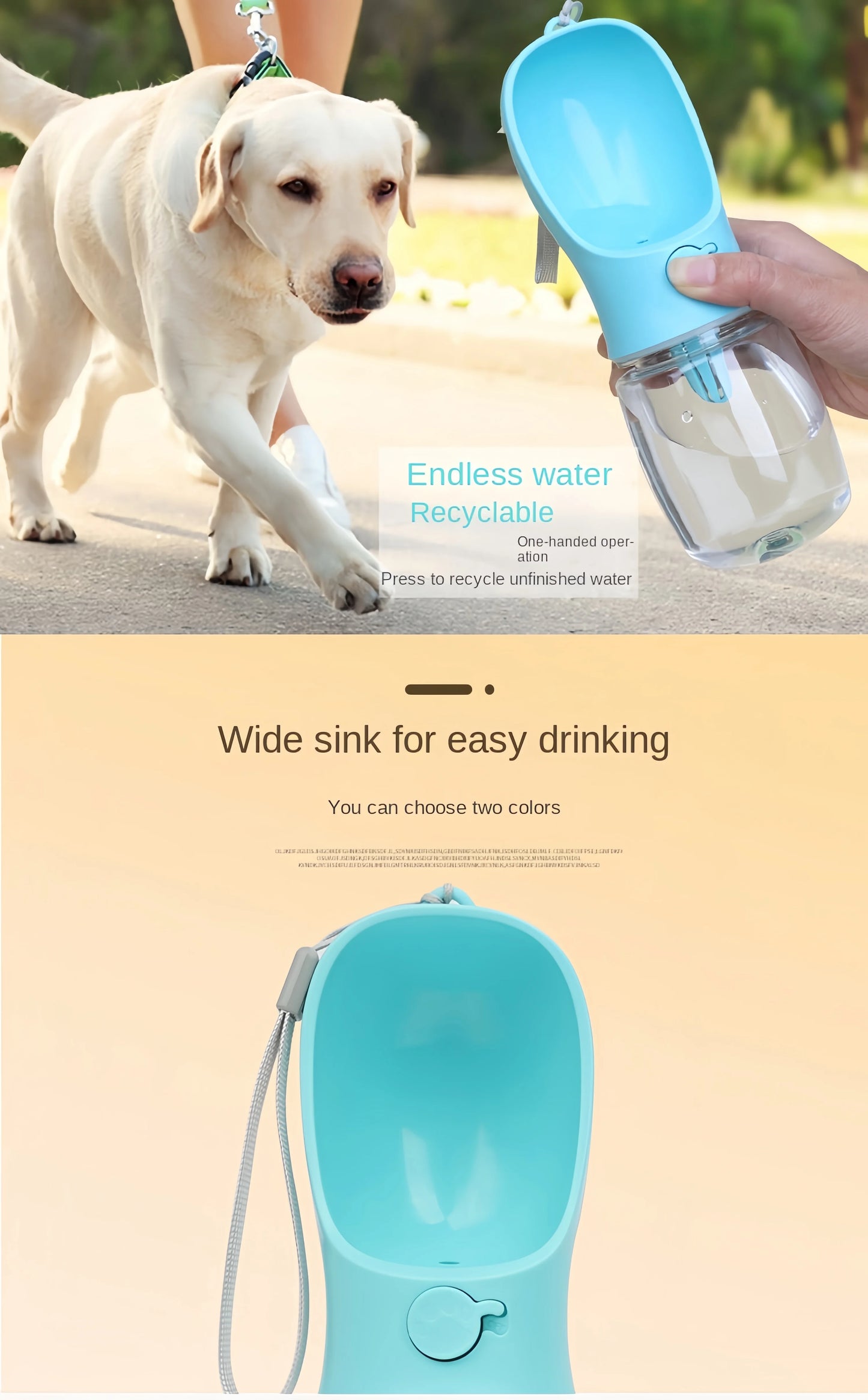 Portable Pet Water Bottle with Food Storage & Travel Bowl