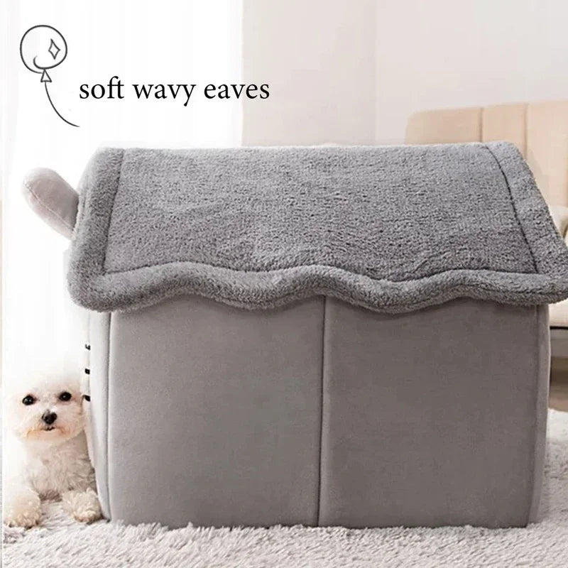 Foldable Winter Pet House with Mattress for Small & Medium Dogs and Cats