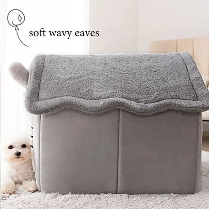 Foldable Winter Pet House with Mattress for Small & Medium Dogs and Cats