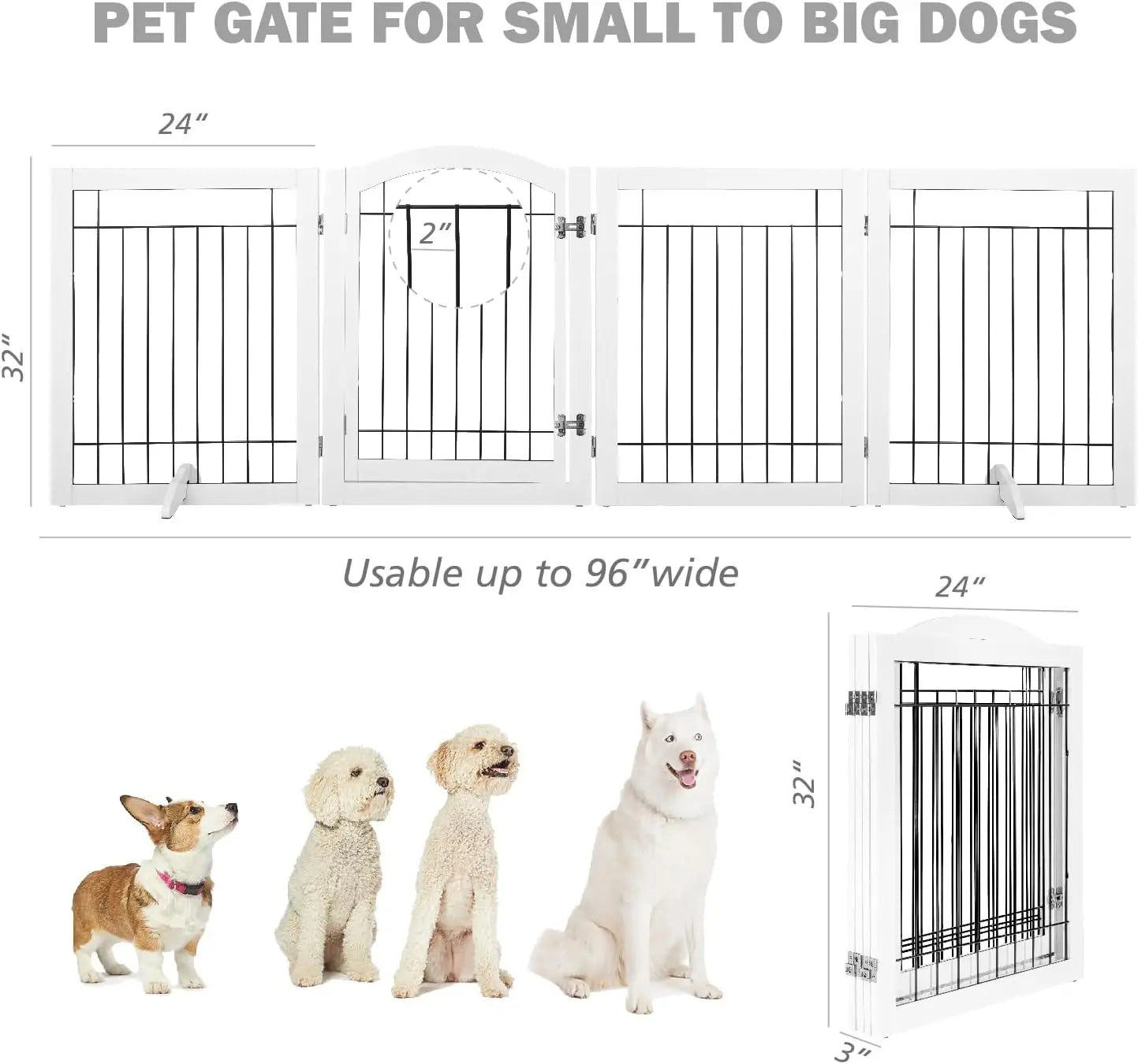 Extra Wide Dog Gate with Door – Freestanding Pet Gate