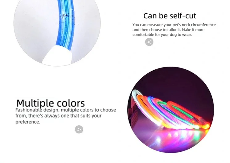 LED Dog Collar USB Rechargeable Adjustable Glowing Reflective Night Safety Collar